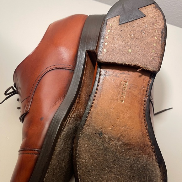 Peal & Co. Medallion Captoe Oxford Leather Shoes - T06585 Brown - US Size 9.5 - Picture 8 of 12